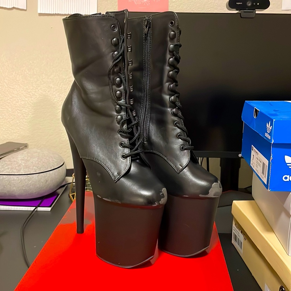 Pleasers black 8 inch flamingo pole dance heels